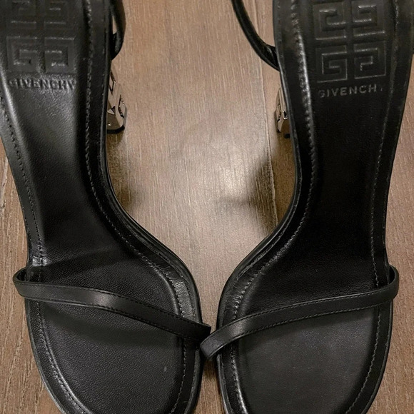 Givenchy Silver Cube Ankle Strap Round Open Toe Designer Leather Sandal Heel 37 - Picture 9 of 11